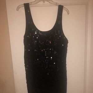 Mini little black sequin dress